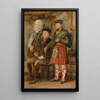 Sir David Wilkie - A highland interior with a bagpipe player.webp