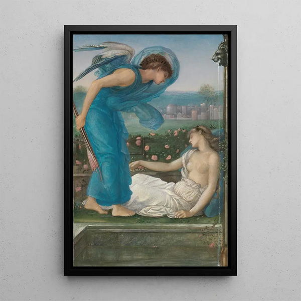 Cupid and Psyche - Sir Edward Coley Burne-Jones — framed artwork on a wall