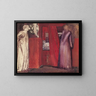 La belle Rosamund et la reine Éléonore - Sir Edward Coley Burne-Jones — framed artwork on a wall