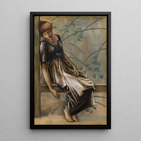 The Thorny Rose Series, study for The Court of the Garden III - Sir Edward Coley Burne-Jones — framed artwork on a wall