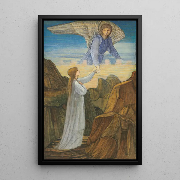 L'Ange Gardien - Sir Edward Coley Burne-Jones — framed artwork on a wall