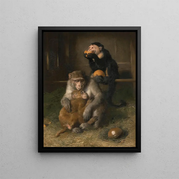 Doctors Visiting Poor Relatives at the Zoo - Sir Edwin Henry Landseer — framed artwork on a wall