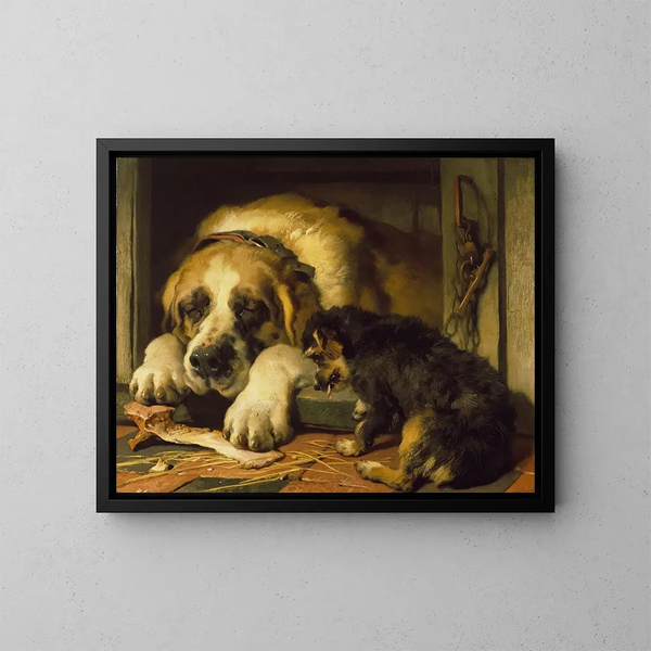 Miettes douteuses - Sir Edwin Henry Landseer — framed artwork on a wall