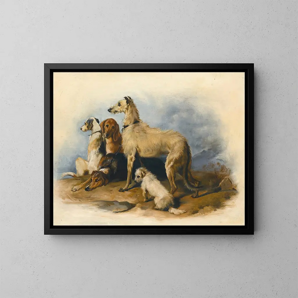 Highland Dogs - Sir Edwin Henry Landseer — framed artwork on a wall