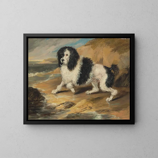 The boisterous poodle belonging to the honorable Frederick Byng - Sir Edwin Henry Landseer — framed artwork on a wall