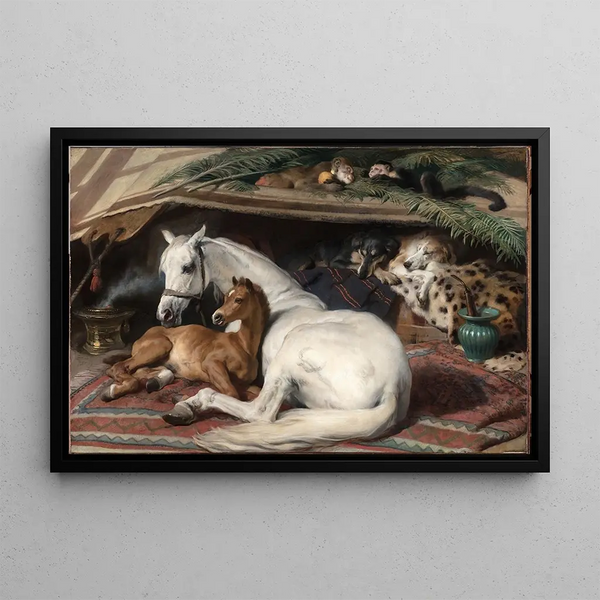 The Arab Tent - Sir Edwin Henry Landseer — framed artwork on a wall