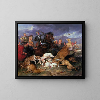 The Chase of Chevy Chase - Sir Edwin Henry Landseer — framed artwork on a wall