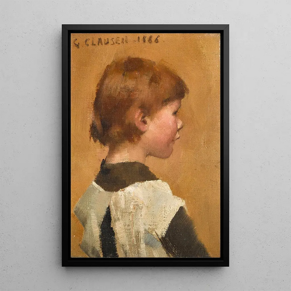 Head of a Young Girl - Sir George Clausen — framed artwork on a wall