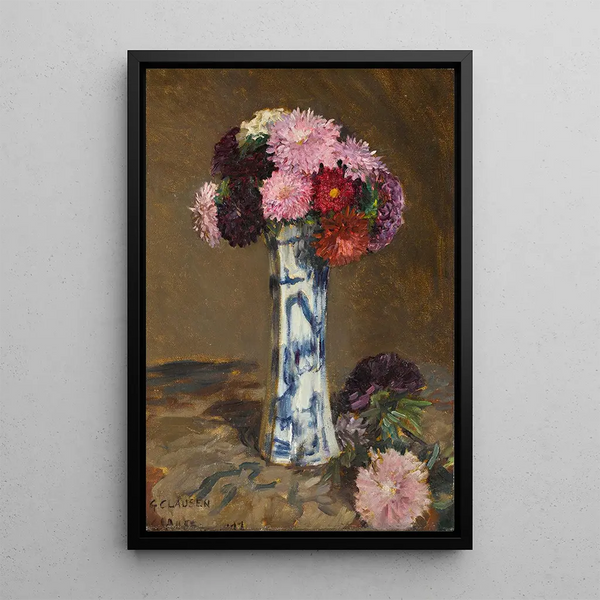 Asters - Sir George Clausen — framed artwork on a wall