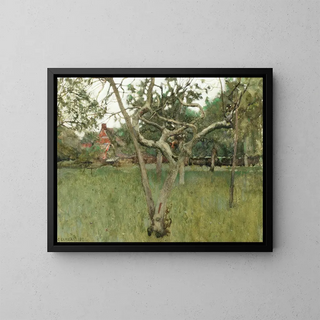 Garden landscape painting - Sir George Clausen — framed artwork on a wall