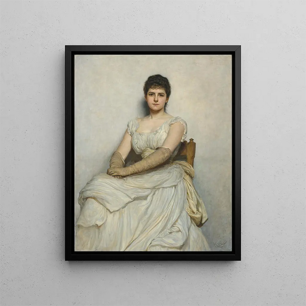 Mademoiselle Katherine Grant La Dame en blanc - Sir Hubert von Herkomer — framed artwork on a wall