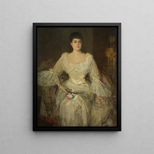 A lady in white A portrait of Lady Lyle - Sir John Lavery — framed artwork on a wall