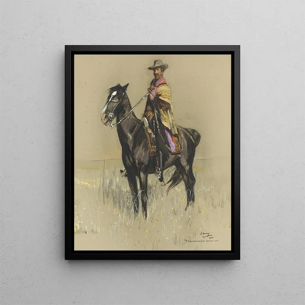 Don Roberto Robert Bontine Cunninghame Graham on Pampa - Sir John Lavery — framed artwork on a wall