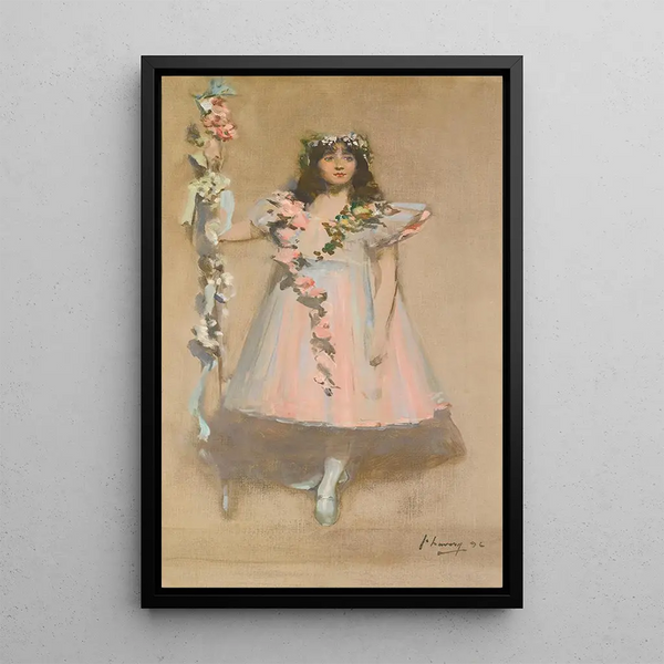 La fille couronnée de guirlandes 1896 - Sir John Lavery — framed artwork on a wall