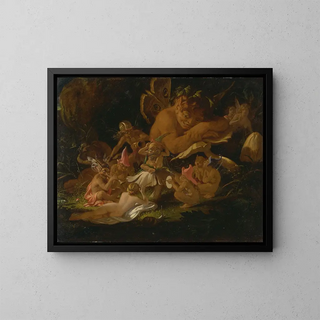 Puck and the Fairies from A Midsummer Night's Dream - Sir Joseph Noel Paton — framed artwork on a wall