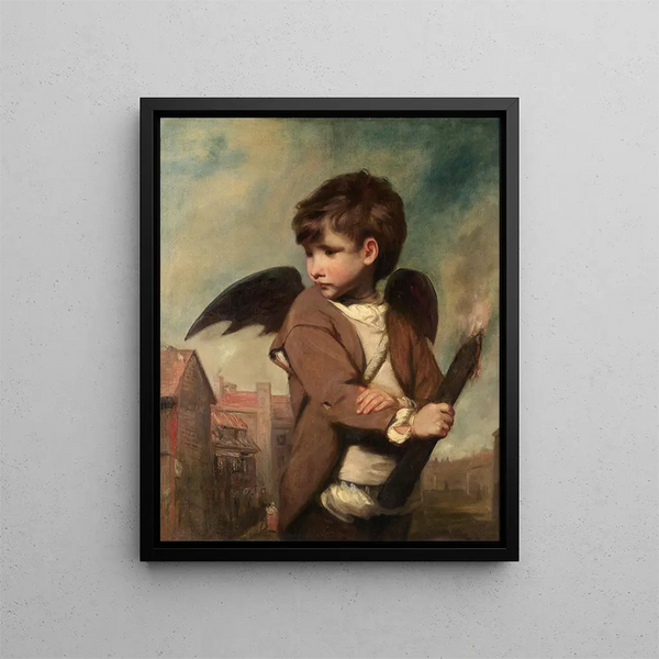 Cupid as a Link Boy - Sir Joshua Reynolds — framed artwork on a wall