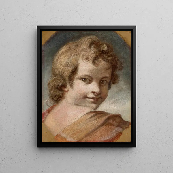 Head of a Boy - Sir Joshua Reynolds — framed artwork on a wall
