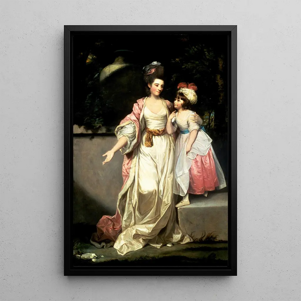 Portrait of Mrs. Jelf Powis and her daughter - Sir Joshua Reynolds — framed artwork on a wall