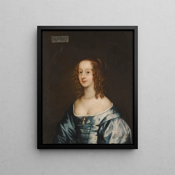 Portrait of Lady Diana Grey, Countess of Ailsbury - Sir Peter Lely — framed artwork on a wall