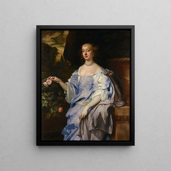 Portrait of Lady Penelope Spencer - Sir Peter Lely — framed artwork on a wall