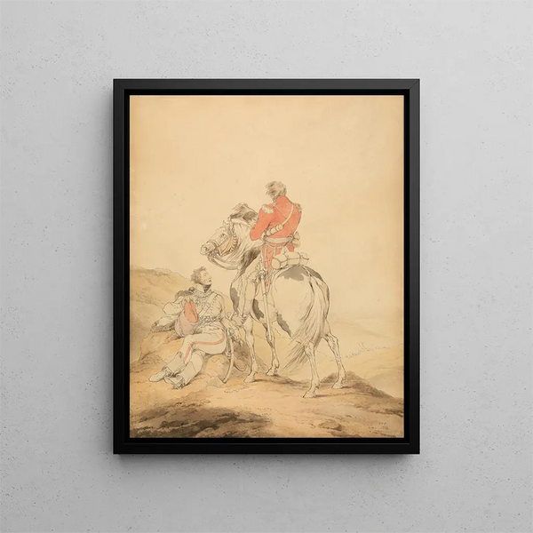 A British Staff Officer and a Hussar Officer - Sir Robert Kerr Porter — framed artwork on a wall