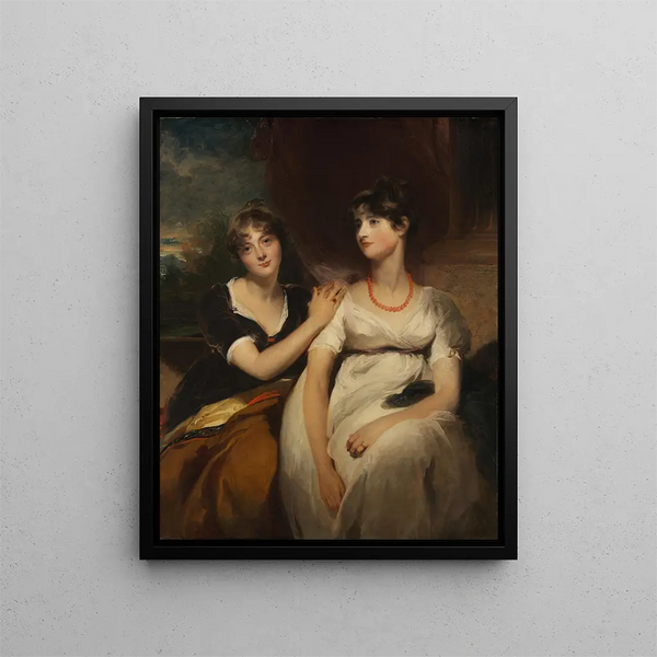 Portrait of Charlotte and Sarah Carteret Hardy - Sir Thomas Lawrence — framed artwork on a wall