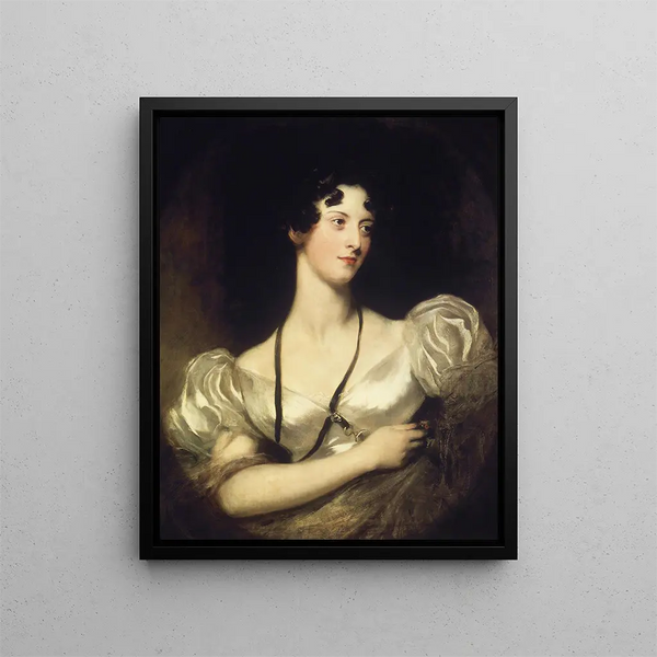 Portrait of Miss Caroline Fry - Sir Thomas Lawrence — framed artwork on a wall