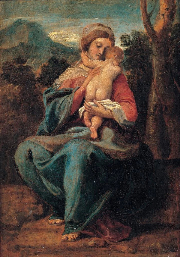 Madonna with Child - Sisto Badalocchio — framed artwork on a wall