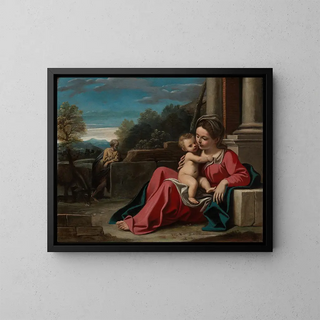 Dream of the Flight into Egypt - Sisto Badalocchio — framed artwork on a wall