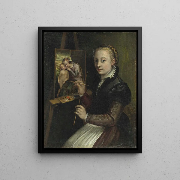 Self-portrait painting - Sofonisba Anguissola — framed artwork on a wall