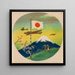 soldiers saluting the national flag with children as warplanes pass near Mount Fuji - Anonymous — framed artwork on a wall