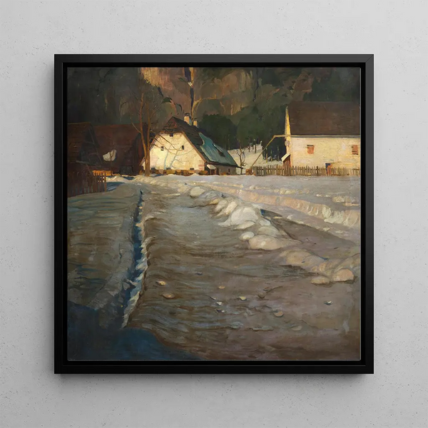 Winter Sun Painting - Alfred Poell — framed artwork on a wall