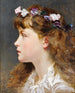 A young girl with a flower garland in her hair - Sophie Anderson — artwork view