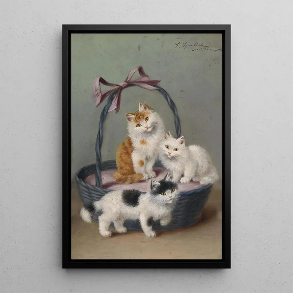 Cats in the basket - Sophie Sperlich — framed artwork on a wall