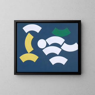Composition with circle and circle segments - Sophie Taeuber-Arp — framed artwork on a wall