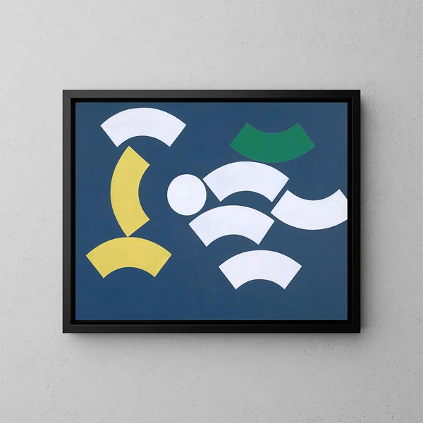 Composition with circle and circle segments - Sophie Taeuber-Arp — framed artwork on a wall
