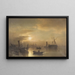Night of the full moon over the port - Sophus Jacobsen — framed artwork on a wall