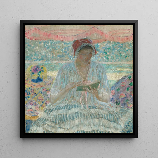 Under the Awning - Frederick Carl Frieseke — framed artwork on a wall