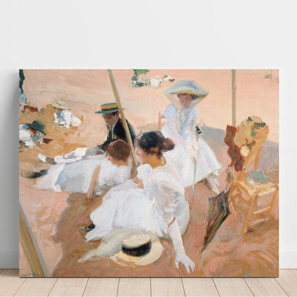 Reproduction of the painting Under the canopy, on the Zarauz beach - Joaquín Sorolla