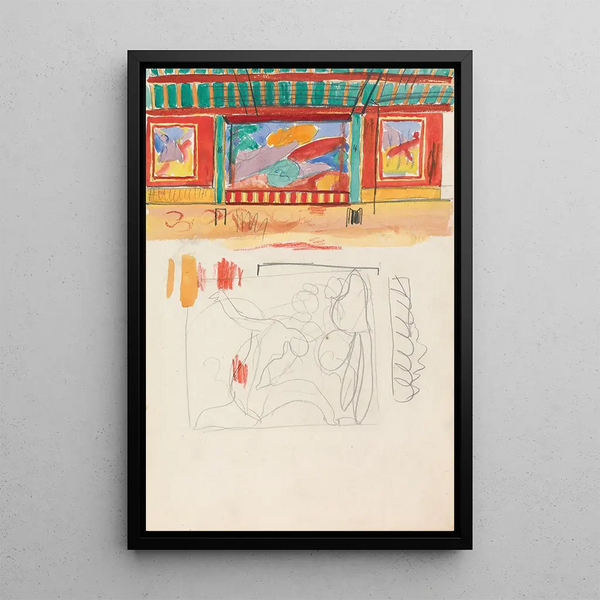 Sketch of a clock - Spencer Frederick Gore — framed artwork on a wall