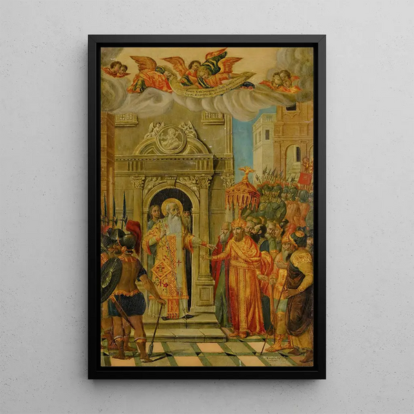 Scene from the life of Saint John Chrysostom - Spyridon Ventouras — framed artwork on a wall