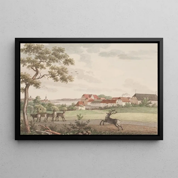 Bygholm Painting near Horsens - Søren L. Lange — framed artwork on a wall