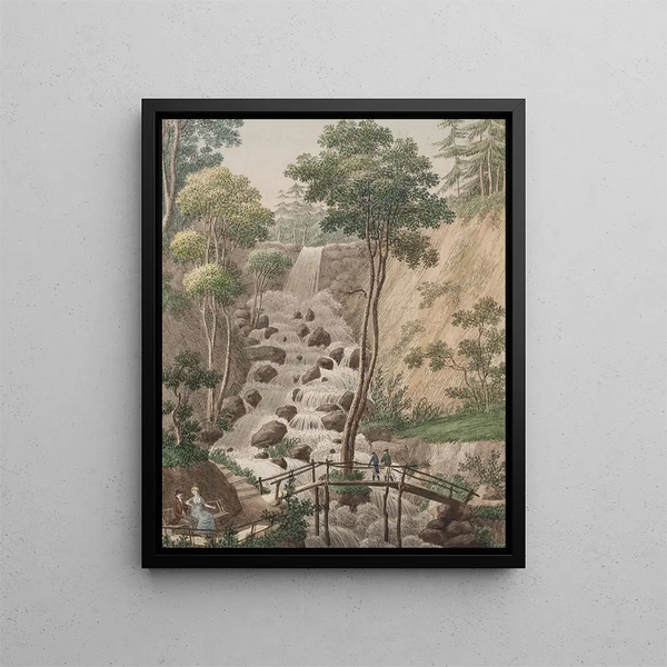 A waterfall at Liselund on Møn - Søren L. Lange — framed artwork on a wall