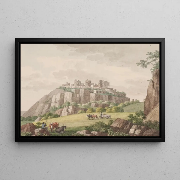 Hammershus Painting on Bornholm seen from the north - Søren L. Lange — framed artwork on a wall