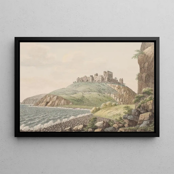 Hammershus Painting on Bornholm seen from the south side - Søren L. Lange — framed artwork on a wall