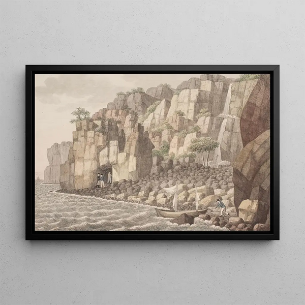 Cliff painting called the church of Jon in the parish of Ruth on Bornholm - Søren L. Lange — framed artwork on a wall