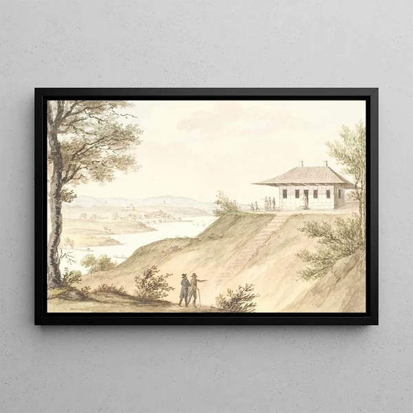 Swiss house painting near Jægerspris - Søren L. Lange — framed artwork on a wall