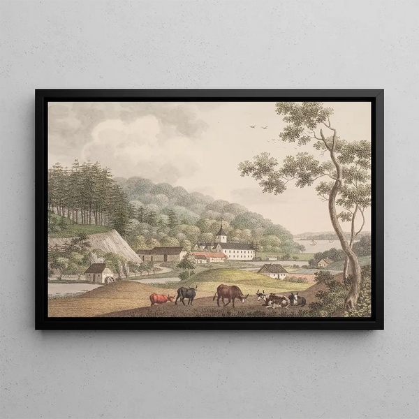 Thyrsbæk painting in the Vejle region - Søren L. Lange — framed artwork on a wall