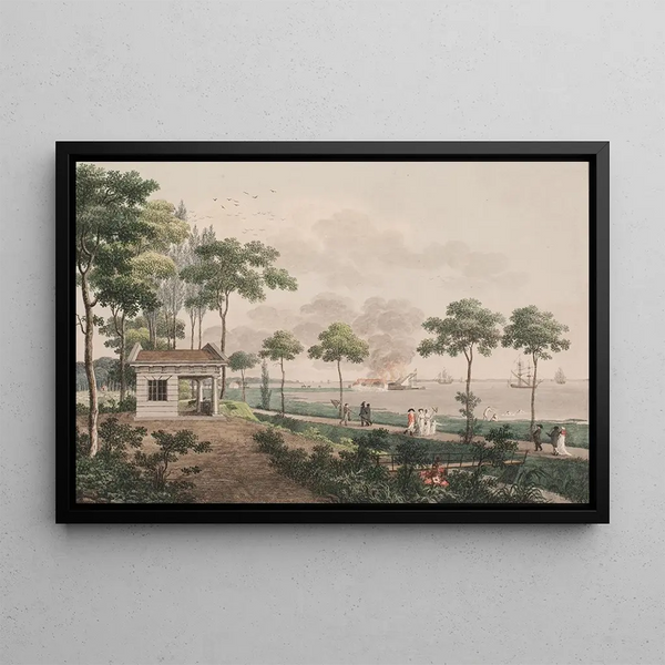 View of the public promenade created by Mr. the Lecturer Classen outside the East gate of Copenhagen - Søren L. Lange — framed artwork on a wall