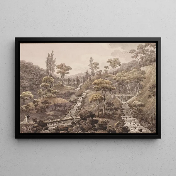 L Cascade Painting at Liselund on Møn - Søren L. Lange — framed artwork on a wall